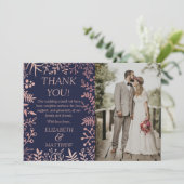 ネイビエレガントー&バラ金ゴールド結婚フローラの写真 サンキューカード (スタンド正面)