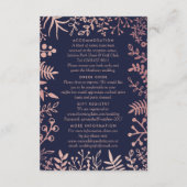 ネイビエレガントー&バラ金ゴールド結婚フローラコレクション エンクロージャーカード (裏面)