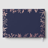 ネイビエレガントー&バラ金ゴールド結婚フローラコレクション ゲストブック (裏面)