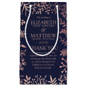 ネイビエレガントー&バラ金ゴールド結婚フローラコレクション スモールペーパーバッグ (正面)