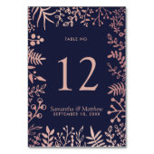 ネイビエレガントー&バラ金ゴールド結婚フローラコレクション テーブルナンバー (裏面)