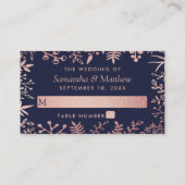 ネイビエレガントー&バラ金ゴールド結婚フローラコレクション プレイスカード (正面)