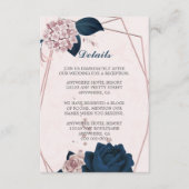 ネイビエレガントー&ピンクの花の幾何学的詳細 エンクロージャーカード (正面)