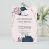 ネイビエレガントー&ピンクの花の幾何学的詳細 エンクロージャーカード (スタンド正面)