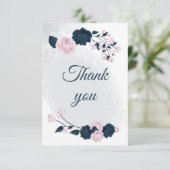 ネイビエレガントー&ピンクの花の植物学 サンキューカード (スタンド正面)