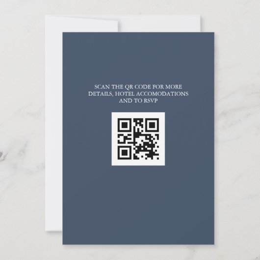 ネイビエレガントー・ブルゴーニュのフローラが一つの結婚内に 招待状 (裏面)