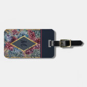 ネイビエレガントー&ブルゴーニュフローラ金ゴールドパーソナライズされた ラゲッジタグ (正面横)