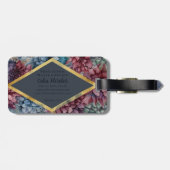 ネイビエレガントー&ブルゴーニュフローラ金ゴールドパーソナライズされた ラゲッジタグ (裏面横)