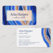 ネイビエレガントー&ブルーグード金ゴールドグリッターアゲート 名刺 (正面/裏面)