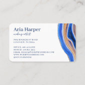 ネイビエレガントー&ブルーグード金ゴールドグリッターアゲート 名刺 (裏面)