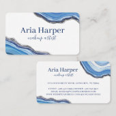 ネイビエレガントー&ブルーグード金ゴールドグリッターアゲート 名刺 (正面/裏面)