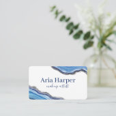 ネイビエレガントー&ブルーグード金ゴールドグリッターアゲート 名刺 (スタンド正面)