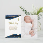 ネイビエレガントー・ブルー・ゲート写真付き |バプテスマ サンキューカード (スタンド正面)