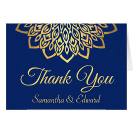 ネイビエレガントー·ブルー·金ゴールド·サン結婚キュー·カード