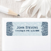 ネイビエレガントー&ベビーブルーフローラペイズリーレース ラベル (インサイチュ)