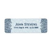 ネイビエレガントー&ベビーブルーフローラペイズリーレース ラベル (正面)