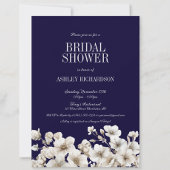 ネイビエレガントー・ホワイトフローラブライダルシャワー 招待状