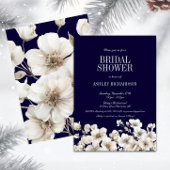 ネイビエレガントー・ホワイトフローラブライダルシャワー 招待状