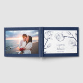 ネイビエレガントー&ホワイトフローラ写真結婚ズ ゲストブック (全面)