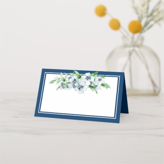 ネイビエレガントー・ホワイトフローラ披露宴 プレイスカード (正面)