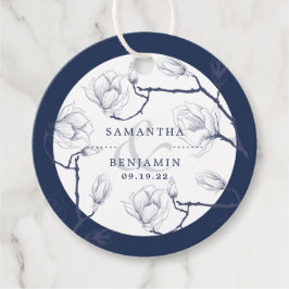 ネイビエレガントー&ホワイトフローラ結婚ズ・サンキュー フェイバータグ