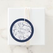 ネイビエレガントー&ホワイトフローラ結婚ズ・サンキュー フェイバータグ (インサイチュ)