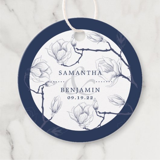 ネイビエレガントー&ホワイトフローラ結婚ズ・サンキュー フェイバータグ (正面)