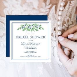 ネイビエレガントー&ホワイトブライダルシャワー招待 招待状