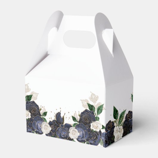 ネイビエレガントー&ホワイトローズ花模様ズ結婚ズ フェイバーボックス (裏面サイド)