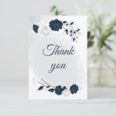 ネイビエレガントー&ホワイト花植物園 サンキューカード (スタンド正面)