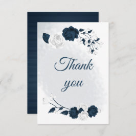 ネイビエレガントー&ホワイト花植物園 サンキューカード
