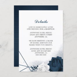 ネイビエレガントー&ホワイト花詳細エンクロージャカー エンクロージャーカード