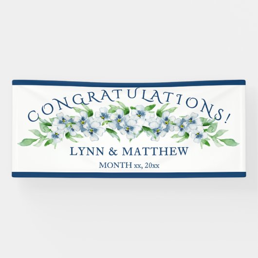 ネイビエレガントー&ホワイト – ウェディングレセプションサイン 横断幕 (横)