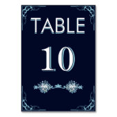 ネイビエレガントー&ライトブルーフローラボヘミアン結婚ズ テーブルナンバー (正面)