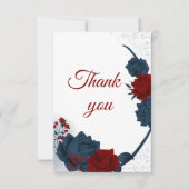 ネイビエレガントー&レッドフラワーボタニック サンキューカード (正面)
