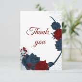 ネイビエレガントー&レッドフラワーボタニック サンキューカード (スタンド正面)