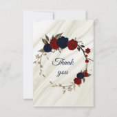 ネイビエレガントー&レッドフラワーボタニック サンキューカード (正面)