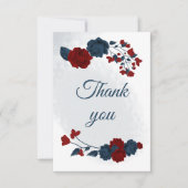 ネイビエレガントー&レッドフラワーボタニック サンキューカード (正面)