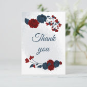 ネイビエレガントー&レッドフラワーボタニック サンキューカード (スタンド正面)