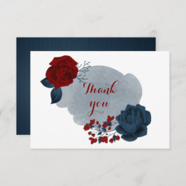 ネイビエレガントー・レッド・フローラ サンキューカード