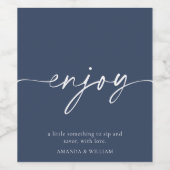 ネイビエレガントー「楽しむ」の結婚ワインラベル ワインラベル (シングルラベル)