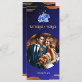 ネイビエレガントー&焦げオレンジ |写真結婚の メニュー (正面/裏面)