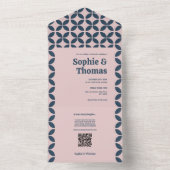 ネイビエレガントー&赤面ピンク オールインワン招待状 (内側)