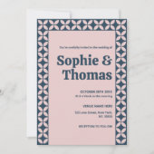 ネイビエレガントー&赤面ピンク 招待状 (正面)