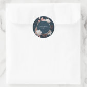 ネイビエレガントー&赤面フローララウンド結婚ステッカー ラウンドシール (バッグ)