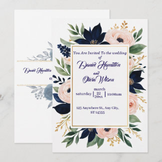 ネイビエレガントー&赤面結婚ズお祝い 招待状