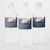 ネイビエレガントー・赤面・フローラ結婚ズ ペットボトルラベル (ボトル)