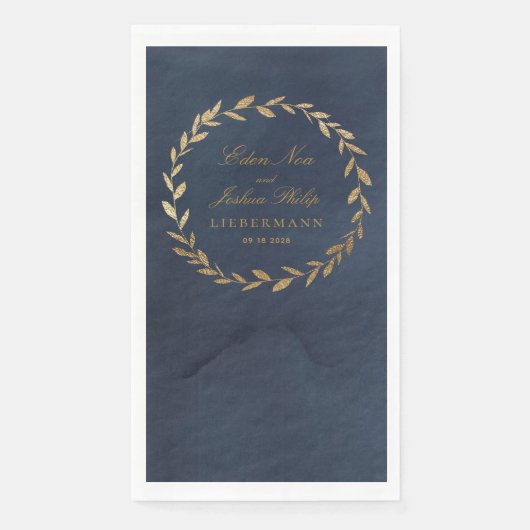 ネイビエレガントー&金ゴールドオリーブブランチリース結婚ズ (正面)