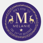 ネイビエレガントー&金ゴールドクリスマスまで開かない ラウンドシール (正面)