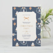 ネイビエレガントー&金ゴールドクリスマスパーティの招待状 招待状 (スタンド正面)